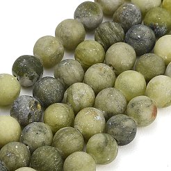 Frosted Natural Chinese Jade Southern Jade Beads Strands&nbsp;G-M248-8mm-06