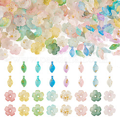 200Pcs 2 Styles Acrylic Leaf Charms & Flower Bead Caps Sets&nbsp;MACR-TA0002-91