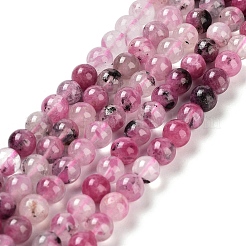 天然石桜色アゲート瑪瑙ビーズ連売り  ラウンド  6.5mm  穴：1mm  約62個/連  15.04~15.51''（38.2~39.4センチメートル）&nbsp;G-B076-A02-01