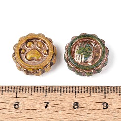 Picasso Baking Paint & Golden Metal Enlaced Glass Beads&nbsp;DGLA-T004-57M