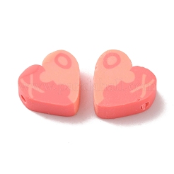 バレンタインデーのテーマ手作りポリマークレイビーズ  単語 xo の心  ピンク  9~9.5x10.5~11x4mm  穴：1.4~1.5mm&nbsp;FIND-TAC0008-34A