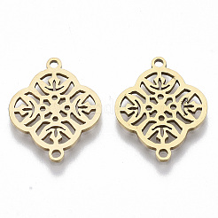 201 ステンレススチールリンクコネクター  レーザー切断  花  ゴールドカラー  19x15x1mm  穴：1.4mm&nbsp;LS-STAS-R104-026G