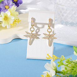 1Pair Elegant Brass Clear Cubic Zirconia Dragonfly Hoop Earrings&nbsp;EJEW-TA0008-62