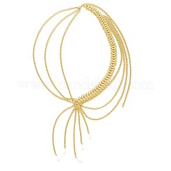 Alloy with Plastic Pearl Teardrop Tassel Layered Waist Belly Chains for Women&nbsp;FS-WG58B7C-01