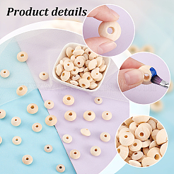 250Pcs 5 Styles Unfinished Wood Rondelle Beads&nbsp;WOOD-PH0002-95