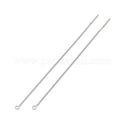 変色しない304ステンレススチールスタッドピアス金具  カーブチェーン ループ付き耳糸  ステンレス鋼色  109x1x0.4mm  穴：1.7mm  ピン：0.7mm&nbsp;LS-STAS-E161-07P