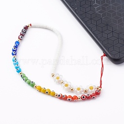 Chakra Evil Eye Lampwork Beaded Mobile Straps&nbsp;HJEW-JM00434