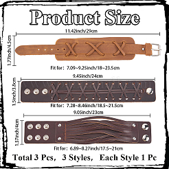 3Pcs 3 Styles Imitation Leather Cord Bracelets for Men&nbsp;BJEW-CL0001-54B