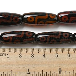 チベット風ジービーズ連売り  天然石&染め加工瑪瑙ビーズ  一目模様の米  ココナッツブラウン  9mm  穴：30x11mm  約2~2.5個/連  10（12.01''センチメートル）&nbsp;G-P526-C02