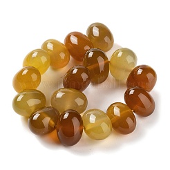 天然石瑪瑙ビーズ連売り  染め＆加熱  卵  ゴールデンロッド  15~17x11~12mm  穴：1.6mm  約14~15個/連  6.69~6.89インチ（17~17.5cm）&nbsp;G-G021-03A-08