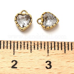304ステンレスペンダント  キュービックジルコニア付き  ハート  透明  6.5x5.5x3.5mm  穴：1mm&nbsp;STAS-H438-15G-06