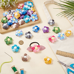 36個 9色 ウール糸 花飾りアクセサリー  ミックスカラー  39~40x38~39x9~10mm  4個/カラー&nbsp;AJEW-FG0005-27