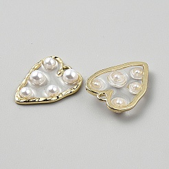 合金プラスチックパールペンダント  ハートチャーム  ゴールドカラー  24.5x18.5x5mm  穴：1.8mm&nbsp;FIND-WH0365-067A