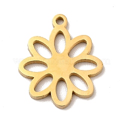 304ステンレスペンダントイオンプレーティング(IP)  テクスチャ  花  ゴールドカラー  13.5x12x1mm  穴：1mm&nbsp;STAS-J040-13B-G