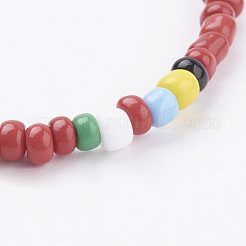 ガラスシードビーズはブレスレットを伸ばします  レッド  2-1/4インチ（56mm）&nbsp;BJEW-JB03435-06