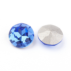 尖底&バックメッキガラスラインストーンカボション  グレードA  多面カット  フラットラウンド  サファイア  8x4.5mm&nbsp;X-RGLA-J012-8mm-206