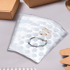 印刷されたプラスチッククッキーバッグ50個  ベーキング包装用の粘着シールトップバッグ  長方形  ホワイト  水玉  20.5x13x0.015cm&nbsp;ABAG-LP0001-35A