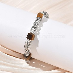 Natural Tiger Eye Link Chain Bracelets for Women&nbsp;BJEW-Z148-06P-03