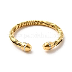 Ion Plating(IP) 304 Stainless Steel Twist Rope Open Cuff Bangle&nbsp;BJEW-P283-15G