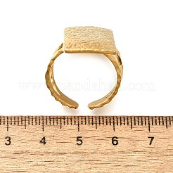 女性用304ステンレススチールオープンカフリング  18KGP本金メッキ  長方形  30x14.5mm  内径: 調節可能&nbsp;RJEW-A053-06G-04