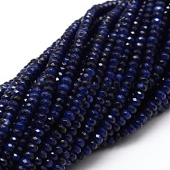 染め天然マレーシアジェイド翡翠ロンデルビーズ連売り  多面カット  ダークブルー  4x2~3mm  穴：1mm  約110~115個/連  14インチ&nbsp;G-E316-2x4mm-16