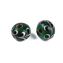 手作りランプワークビーズ  水玉模様のロンデル  グリーン  14~16x10~12.5mm  穴：3~4mm&nbsp;BLOW-D006-06A