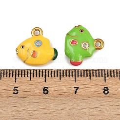 304ステンレススチールエナメルペンダント  魚のチャーム  イオンプレーティング（ip）  18KGP本金メッキ  ミックスカラー  13.5x14.5x3.5mm  穴：1.5mm&nbsp;STAS-Z152-01G