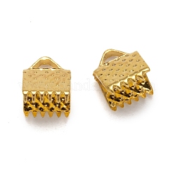 アイアン製カシメリボン止めエンドパーツ  ゴールドカラー  6x7mm  穴：2mm&nbsp;IFIN-ZX025-G