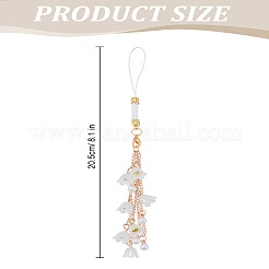 プラスチック製スズランペンダント携帯ストラップ1個  花  ホワイト  205x19mm&nbsp;HJEW-LP0001-27
