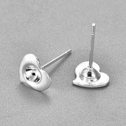 304ステンレススチール製イヤリング部品  ハート  銀  13mm  トレイ：3mm  ピン：0.7mm&nbsp;STAS-G187-06S