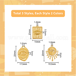 12Pcs 6 Styles 304 Stainless Steel Pendant Rhinestone Settings&nbsp;STAS-DC0013-78