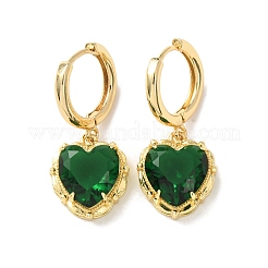 Valentine's Day Heart Brass & Glass Hoop Earrings&nbsp;EJEW-Z164-23G-04
