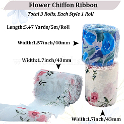 3 Rolls 3 Styles Flower Pattern Polyester Ribbon&nbsp;OCOR-CP0001-29