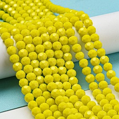 不透明ガラスビーズスタンド  ファセット（32ファセット）  ラウンド  きいろ  6mm  穴：1mm  約98個/連  20.47''（52センチメートル）&nbsp;EGLA-A035-P6mm-D04