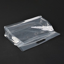 透明なプラスチック製ジッパー付き袋  プラスチック製のスタンドアップポーチ  再封可能なバッグ  ハンドル付き  透明  21.3x28x0.08cm&nbsp;OPP-L003-02C