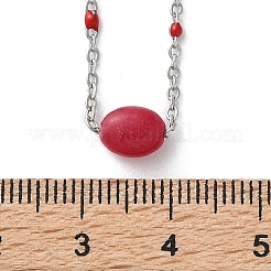 304 Stainless Steel Red Enamel Cable Chain Necklaces&nbsp;NJEW-A045-08P