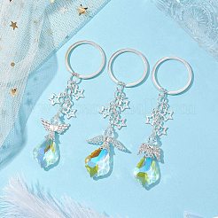 3Pcs 3 Styles Glass Angel Pendant Keychains&nbsp;KEYC-JKC00921