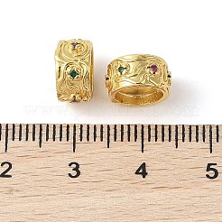 ラックメッキ真鍮マイクロパヴェキュービックジルコニアスペーサービーズ  18KGP本金メッキ  長持ちメッキ  カドミウムフリー＆鉛フリー  カラフル  10x5mm  穴：2.3mm&nbsp;KK-E113-04G