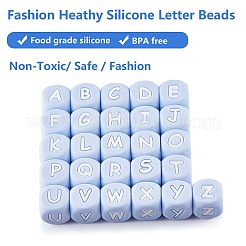 20Pcs Blue Cube Letter Silicone Beads 12x12x12mm Square Dice Alphabet Beads with 2mm Hole Spacer Loose Letter Beads for Bracelet Necklace Jewelry Making&nbsp;JX434Z
