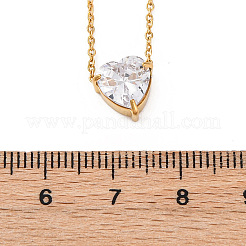 304ステンレススチールキュービックジルコニアハートペンダントネックレス  ゴールドカラー  透明  17.87インチ（45.4cm）&nbsp;LS-NJEW-Z057-04C-G