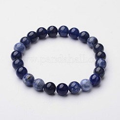 Natural Sodalite Round Beaded Stretch Bracelets&nbsp;BJEW-F203-05