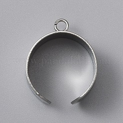 304ステンレススチールオープンカフフィンガーリング部品  ループリングベース  ステンレス鋼色  usサイズ8 1/2(18.5mm)  10mm  穴：2.4mm&nbsp;STAS-WH0029-40B-P