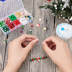 子供向けDIYクリスマスブレスレット製作キット  模造真珠のアクリルとプラスチックビーズを含む  アイアン製ベルチャーム  クリスマストナカイ＆グローブ＆ツリー＆サンタクロース合金エナメルペンダント  ミックスカラー&nbsp;DIY-NB0007-05