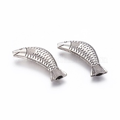 チベット風合金ビーズ  魚  アンティークシルバー  16x55.5x9.5mm  穴：4~5mm&nbsp;TIBEP-M001-09