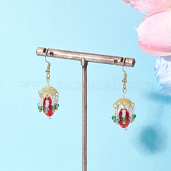 Glass Lantern Dangle Earrings&nbsp;EJEW-MZ00629