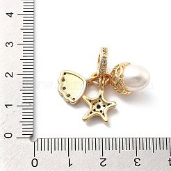 Rack Plating Brass Cubic Zirconia European Dangle Charms&nbsp;KK-Q017-29G