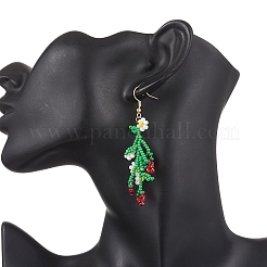 Flower & Fruit Glass Seed Bead Dangle Earrings&nbsp;EJEW-MZ00533-02