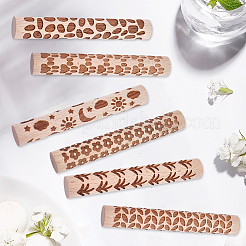 6Pcs 6 Styles Wood Handle Clay Texture Roller&nbsp;TOOL-CN0001-11