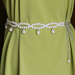 Round Plastic Imitation Pearl Beaded Tassel Chain Belts for Dress&nbsp;FS-WG9A954-01