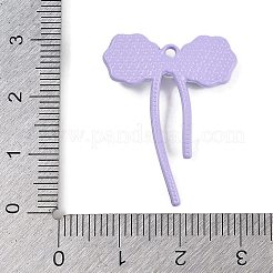 金合金ガラスペンダント  プラスチックパール付き  蝶結び  ライラック  29.5x22.5x5mm  穴：1.5mm&nbsp;FIND-U017-17G-05